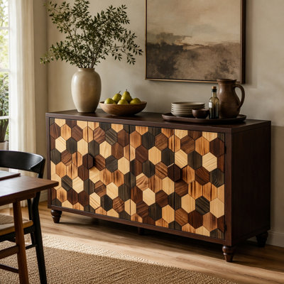 Buffet 59,8 "avec motif en nid d'abeille, armoire d'appoint moderne