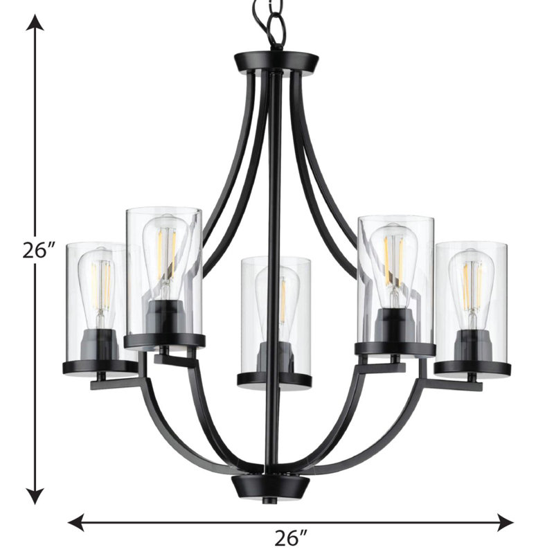 Lustre classique à 5 lumières Rumaysa, Noir