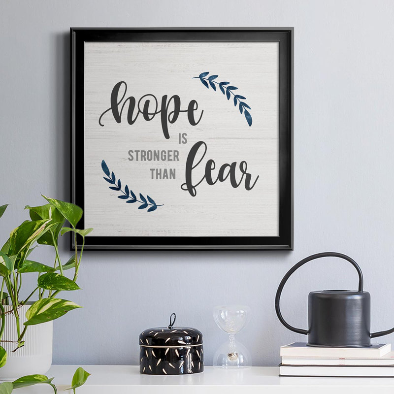 «Hope Is Stronger», art textuel sur toile, Noir, H 17,5 po x l 17,5 po x P 1,5 po