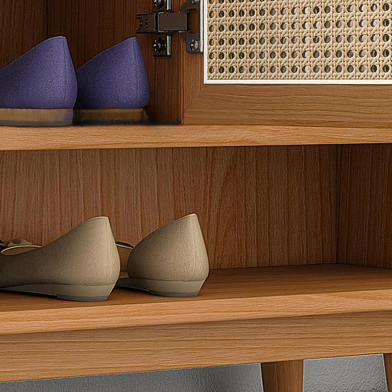 Modern Cherry Wood Color Solid wood Shoe Storage, Cherry Wood