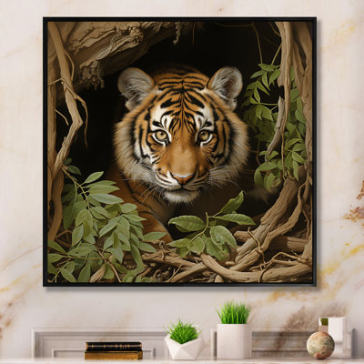Brown Jungle Tiger Portrait - Tiger Animal Wall Art