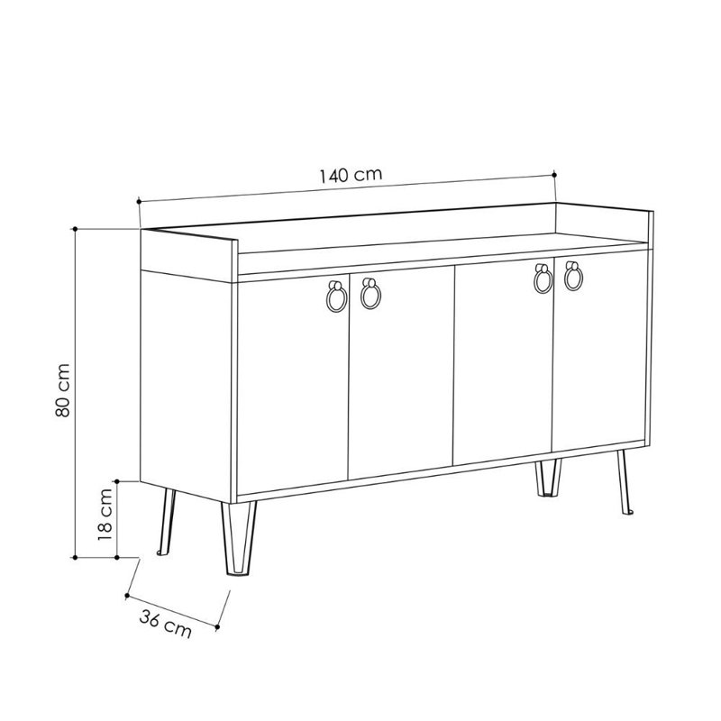 Brompton 140 Cm Wide Sideboard Modern Storage Cabinet with Hairpin Legs, Light Mocha/Anthracite