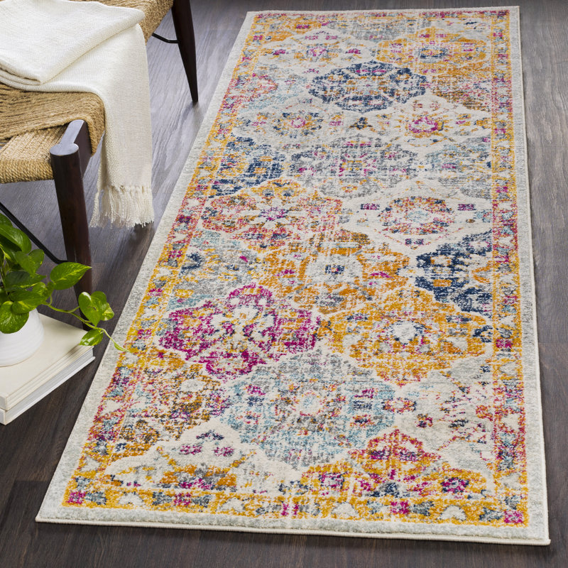 Sterne Machine Woven Beige/Blue/Orange/Pink/Teal/Yellow Indoor Rug, Runner 80 x 220 cm