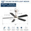 Ventilateur de plafond moderne à DEL de 52 pouces avec moteur à courant continu réversible à 5 pales de 110 V avec lumière-547914059-547914058