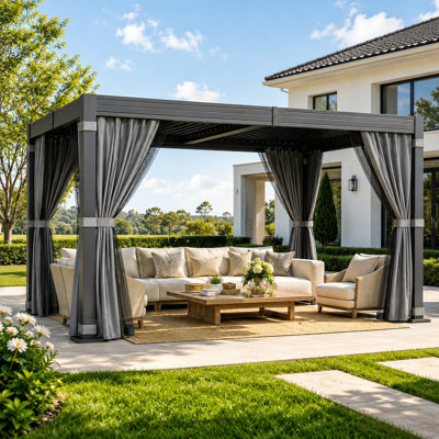 Pergola extérieure 10 'x 12' avec toit à persiennes réglable et drainage intégré