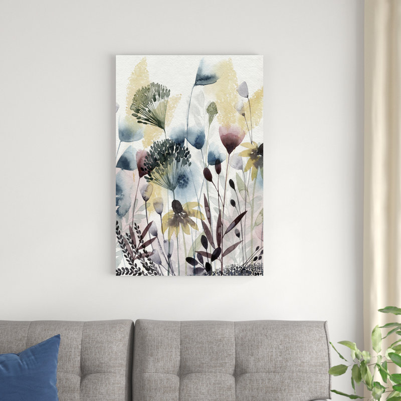 Aquarelle fleurs sauvages I, H 36 po x l 24 po