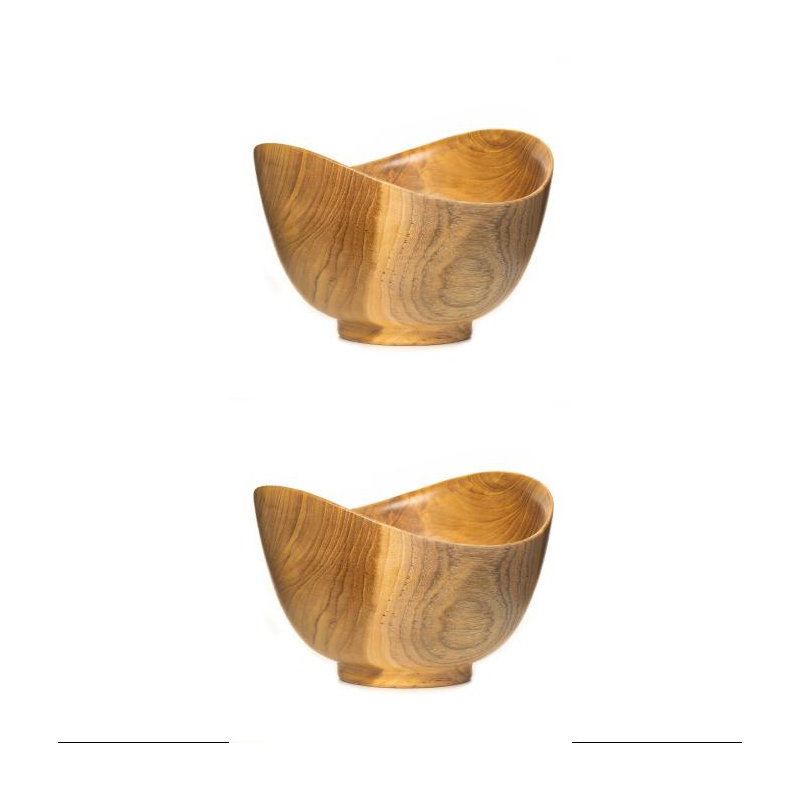 Petit bol en bois de teck ondulé Menbachi