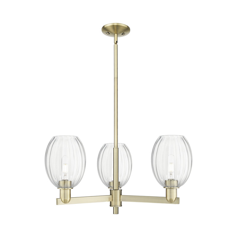 Hailsham - Lustre suspendu 3 lumières, Clair, Laiton antique, Trois lumières