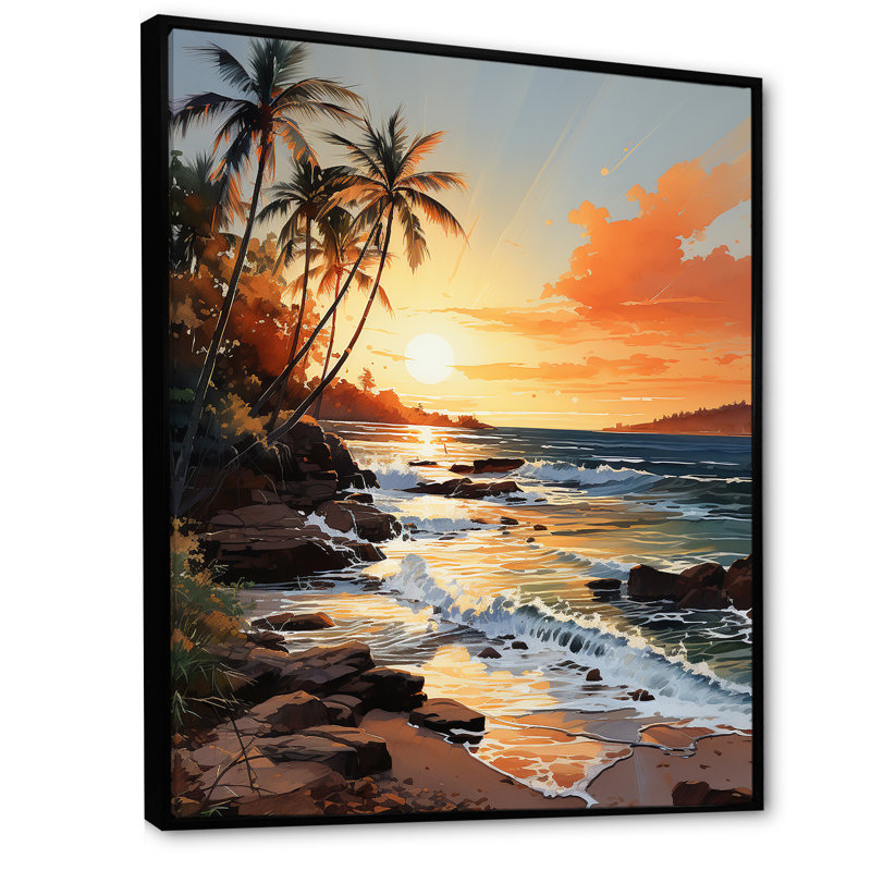 " Beachside Sunset ", Black Floater Framed, 40" H x 30" W x 1.5" D