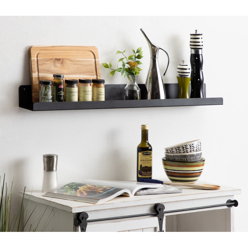 Tara Metal Picture Ledge Wall Shelf, Black, 3" H x 36" W x 4.375" D