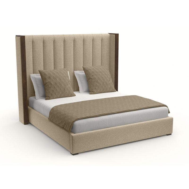 Dipson Upholstered Wingback Bed, King (Mid), Flax Revolution®
