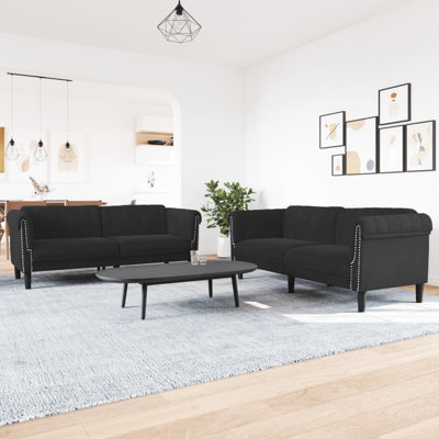 Ensemble de canapé Vidaxl en velours noir, contreplaqué, grand bois durable