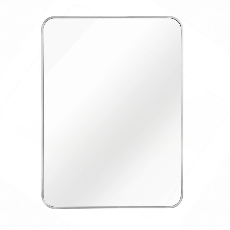 Metal Framed Rectangular Bathrrom Mirror For Wall, 30" x 22", Silver