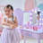 Teamson Kids Stardust Gisele Wood Vanity Table With Led Mirror & Drawer