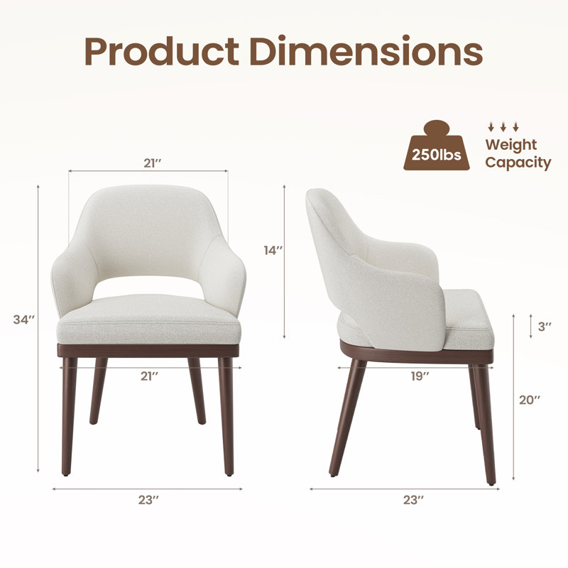 Chaise rembourrée moderne avec pieds en bois de noyer, Beige, Bois brun foncé