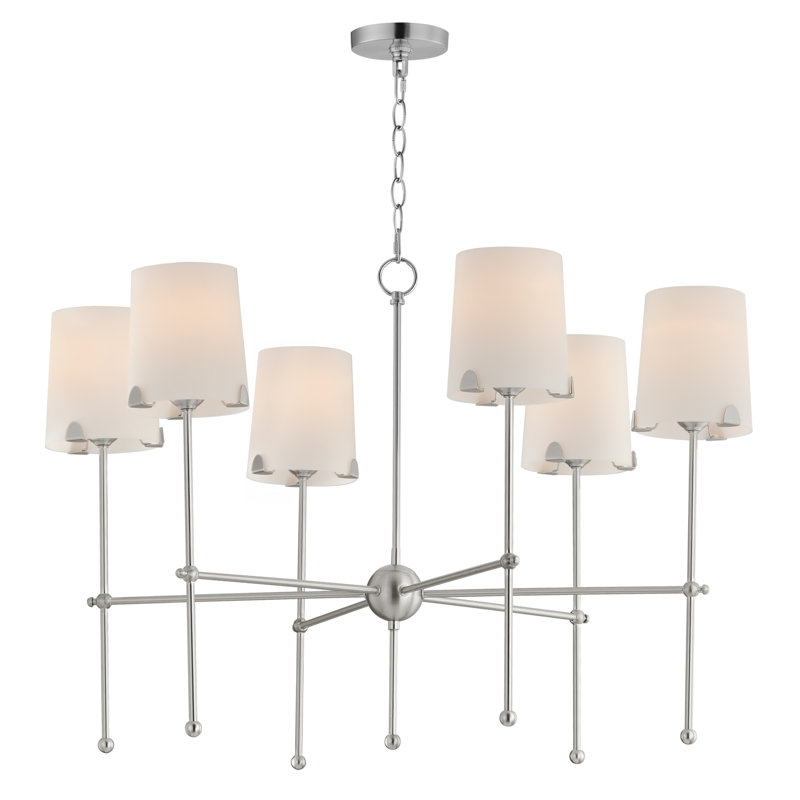 6 - Light Dimmable Classic / Traditional Chandelier, Satin Nickel