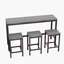 Table de salle à manger de cuisine moderne, table de pub, ensemble de table de salle à manger longue avec 3 tabourets, assemblage facile-1010509217-1010509228-1010509230