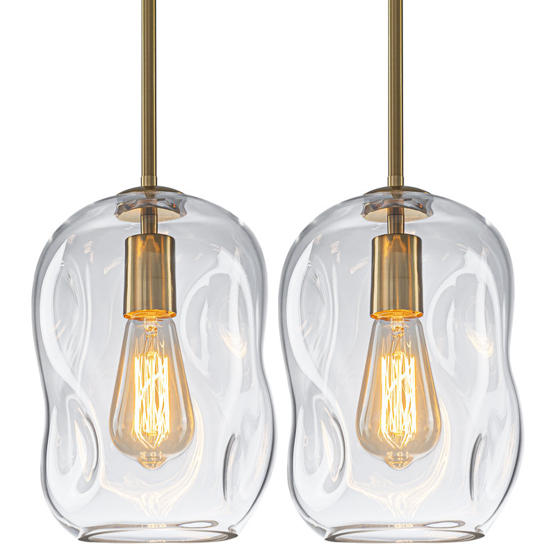 Lucy 1 - Light Single Globe Pendant With Irregular Organic Glass（Set Of 2）, 2 Pack