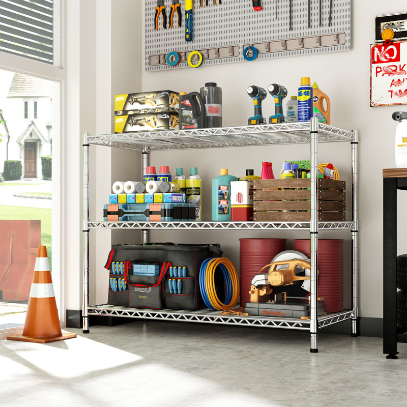 Étagère de rangement en fil de 35,6 po, support réglable de 14 po pour la cuisine, garde-manger, placard, noir, Chrome chrome