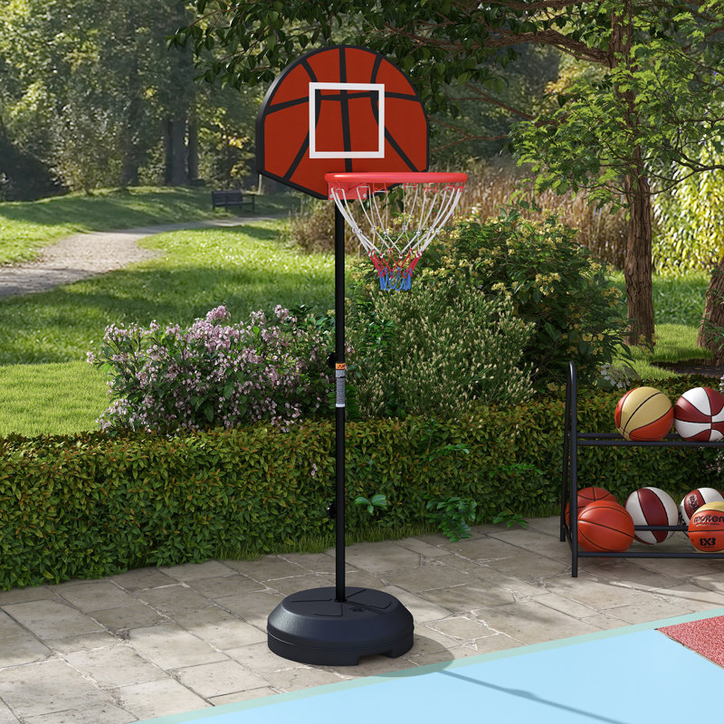 3-5ft Basketball Hoop Stand with Dartboard, Darts and 15" Backboard