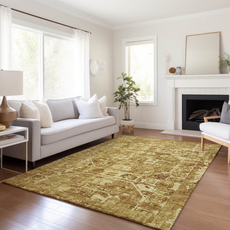 Tapis doré lavable de qualité supérieure 1 pi 8 po x 2 pi 6 po Kelsa AMF41, Rectangle 2 pi 6 po x 3 pi 10 po