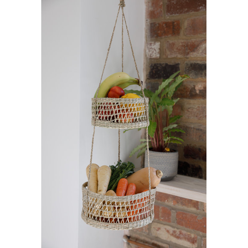 Natural Elements 2-Tier Natural Seagrass Hanging Storage