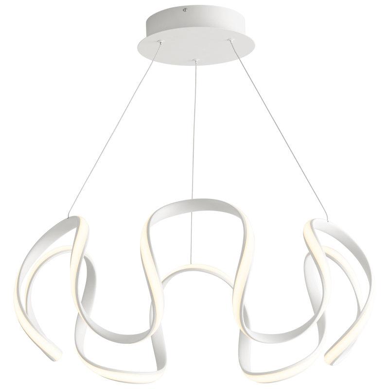 Lustre géométrique unique à 1 lumière Amarveer, Blanc, H 107,5 po x l 28 po x P 28 po