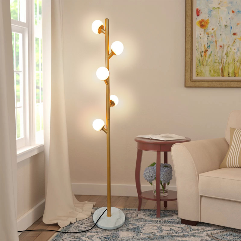 Lampe sur pied sphérique 5 lumières Gold Branch