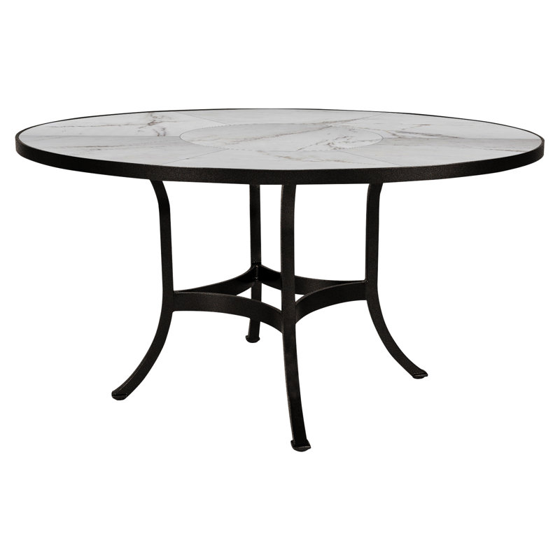 Outdoor Round Dining Table, 42" W x 42" L x 29.5" H, Palazzo White, Carbon Black
