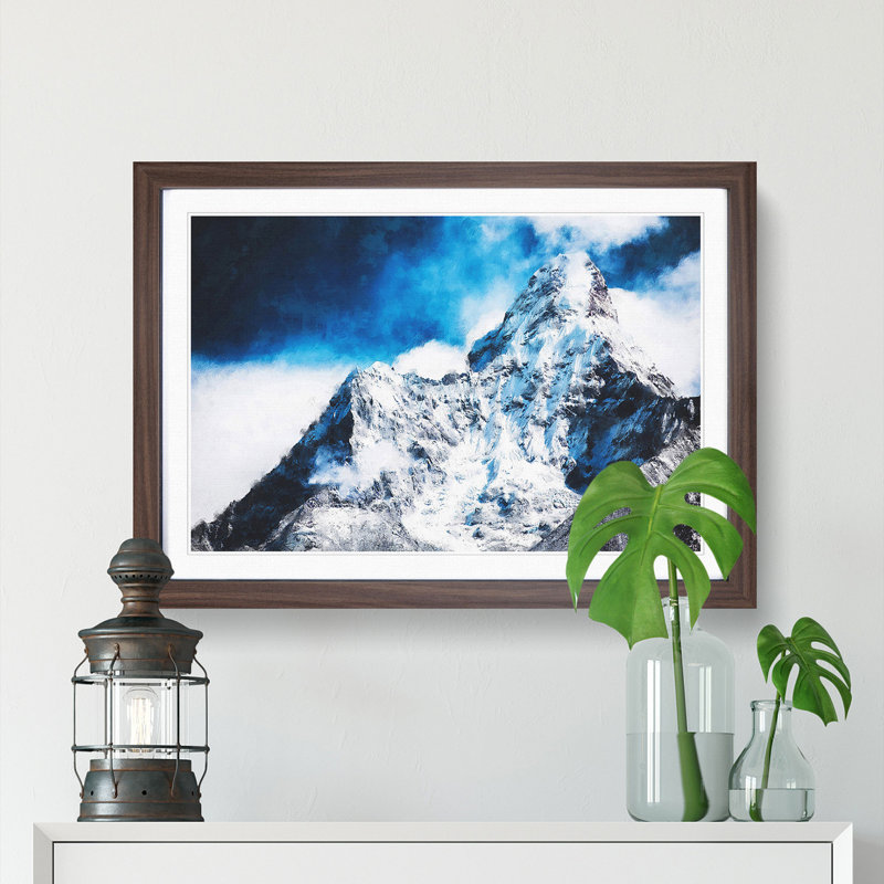 Mount Everest - Picture Frame Graphic Art Print, 33cm H x 45cm W x 2cm D, Walnut Framed