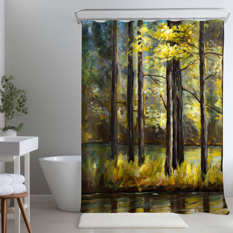 Shower Curtain LA28 – Polyester Shower Curtain, Dye Sublimation Print, 71" W × 74" L