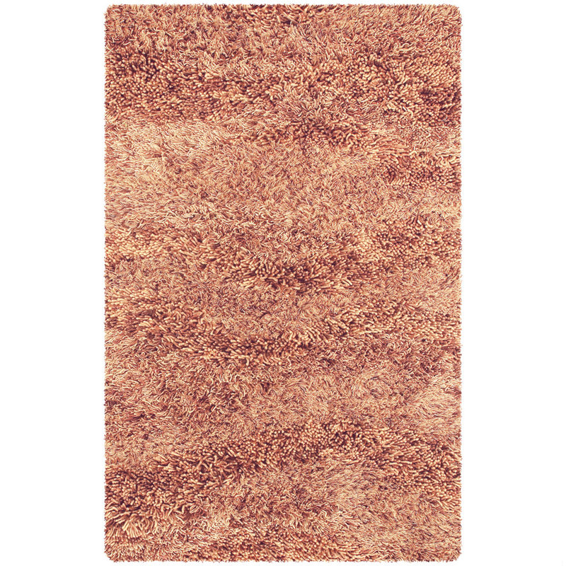 Karine Authentic Hand-Woven Handmade Light Orange & Ivory Classic Shag Wool & Cotton Area Rug, Round 7'9", Light Orange
