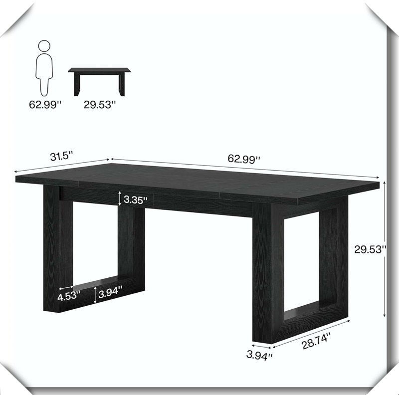 Table de travail en bois, Noir