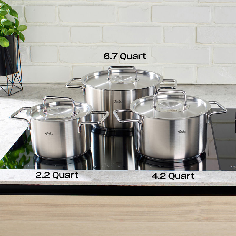 Fissler Pure Collection Stainless Steel Stock Pot with Metal Lid, 2.2