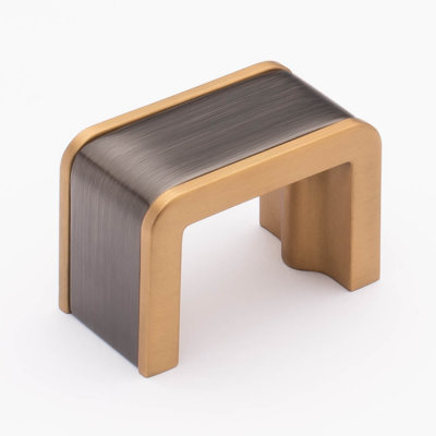 Fusion 1 3/8" CTC Gunmetal/Satin Brass Decorative Cabinet Hardware Bar Pull