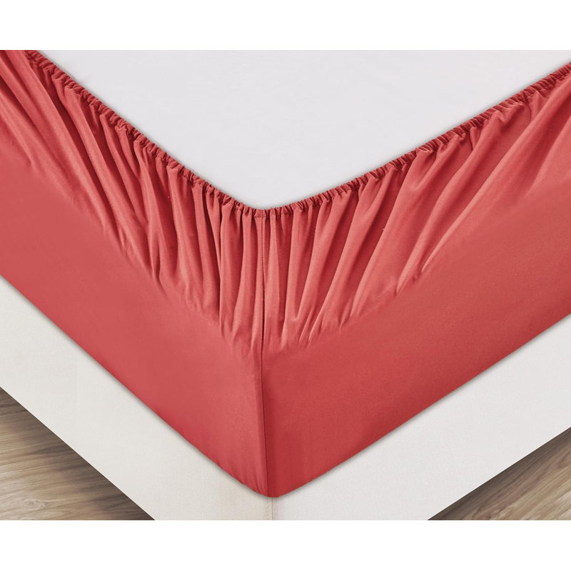 6-Piece Brushed Microfiber Bed Sheet Set, Twin Sheet Set with 3 Additional Pieces, Mineral Red