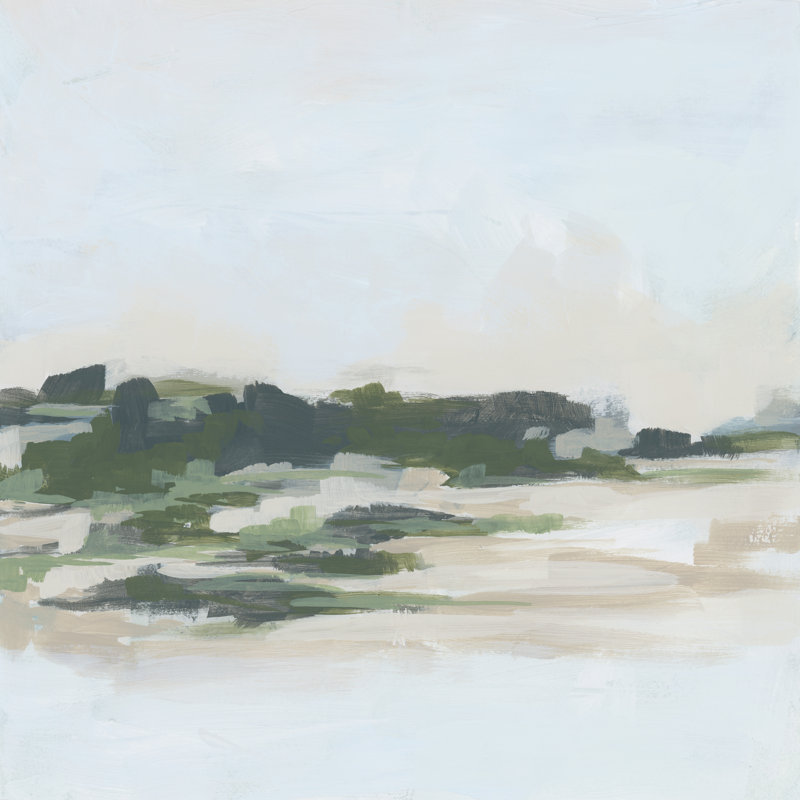 Green Stone Shoals I by June Erica Vess - Wrapped Canvas Painting, 30cm H x 30cm W 
