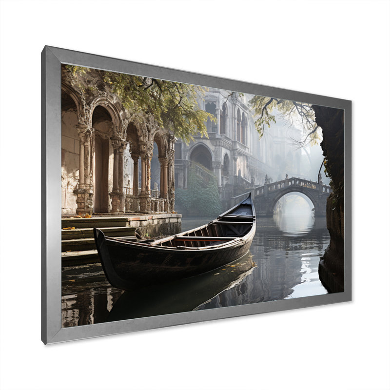 Canal Canal Mystical Graphite - imprimé, Cadre simple argenté, H 34 po x l 44 po x P 1,5 po
