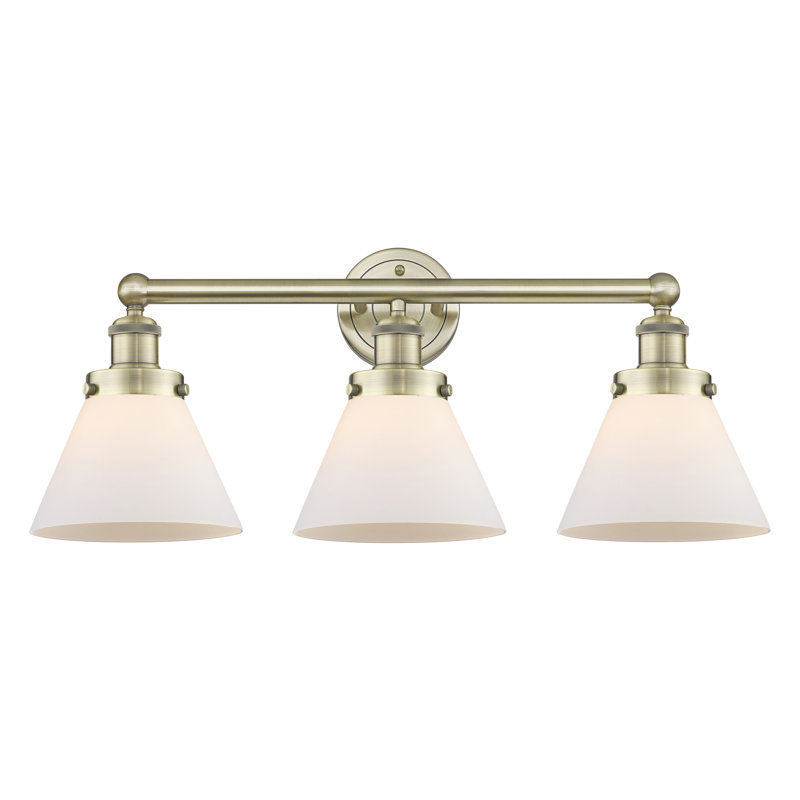 Éclairage pour meuble-lavabo à intensité variable 3 lumières Aritzy, Blanc mat, Laiton antique