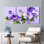 Tableau mural sur toile tendue à motif floral de pivoine violette (paquet de 3)