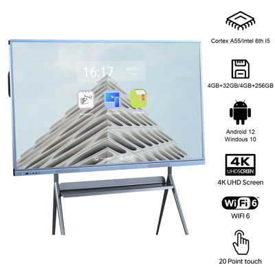 JYXCN Smart Board 55 Inch All-in-One Touch Screen Interactive Whiteboard, Dual System & Cloud Sharing! Ideal for Instant Classroom Collaboration, Office Presentations & Seamless Education