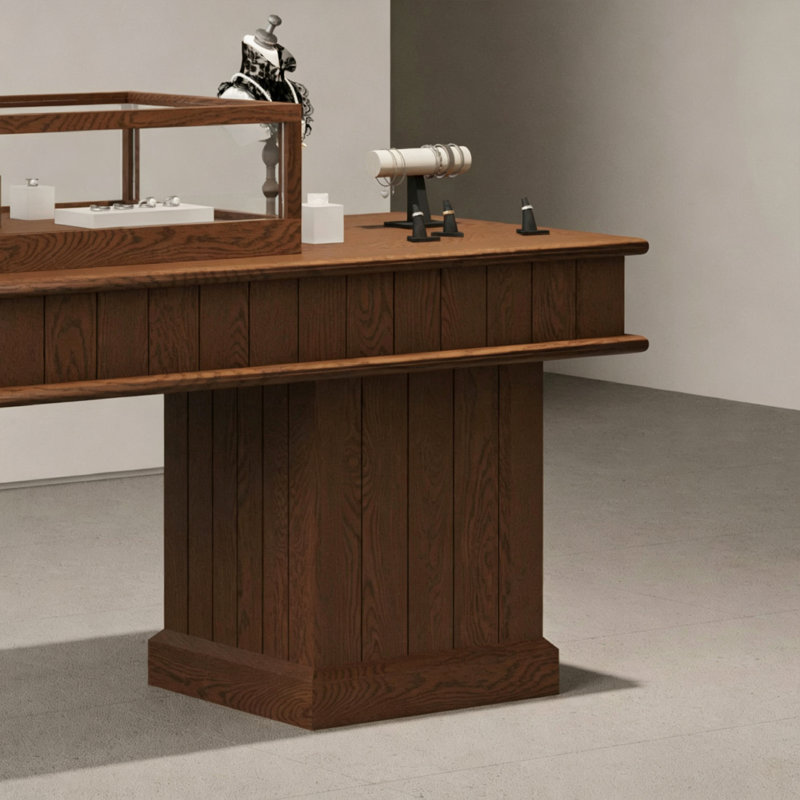 Console vintage en bois avec tiroir en verre, vitrine décorative pour objets de collection, décoration intérieure et vestibule