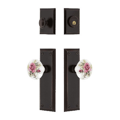 Nostalgic Warehouse New York Entry Set with White Rose Porcelain Knob
