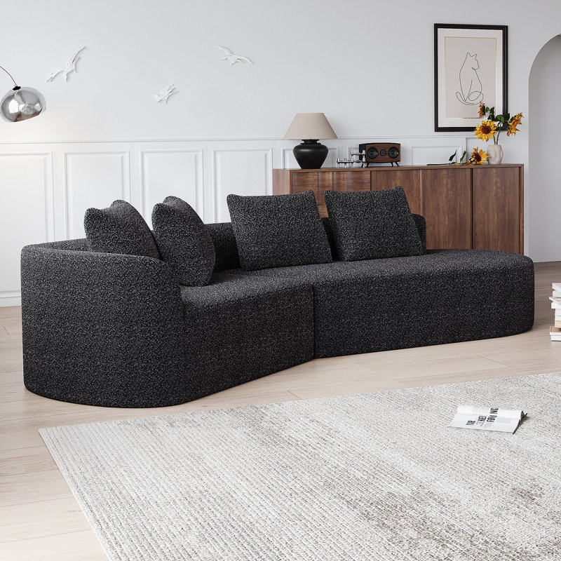 Canapé modulaire surdimensionné et rembourré Modern, Chenille noir, Face à la droite