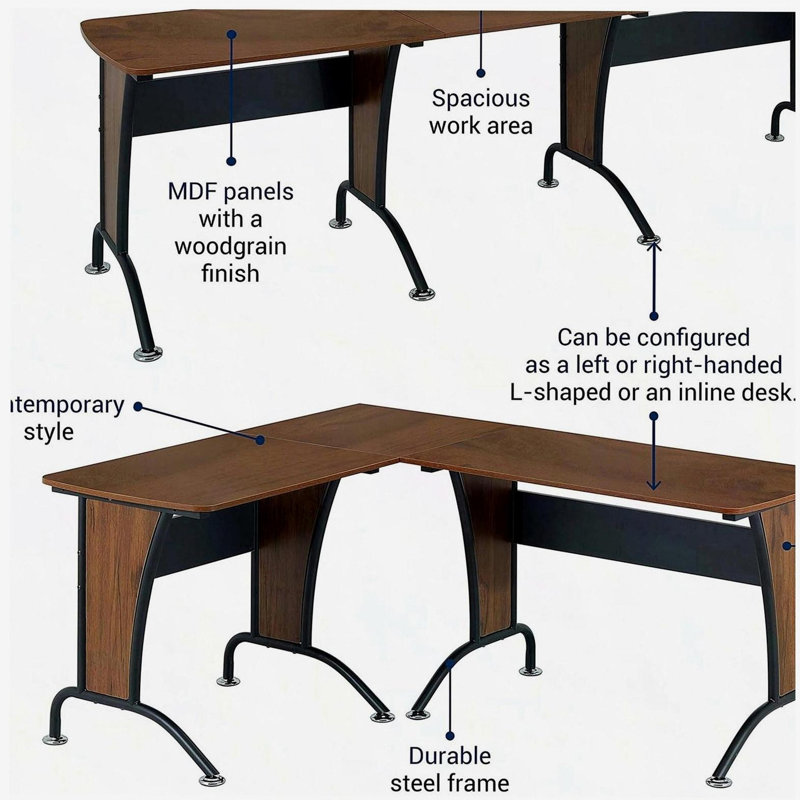  Bureau en L avec option de bureau d'équipe en ligne
