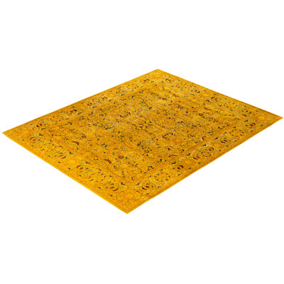 Overdyed Hand-Knotted Wool Modern-Contemporary Yellow Area Rug 8' 1" x 10' 1"