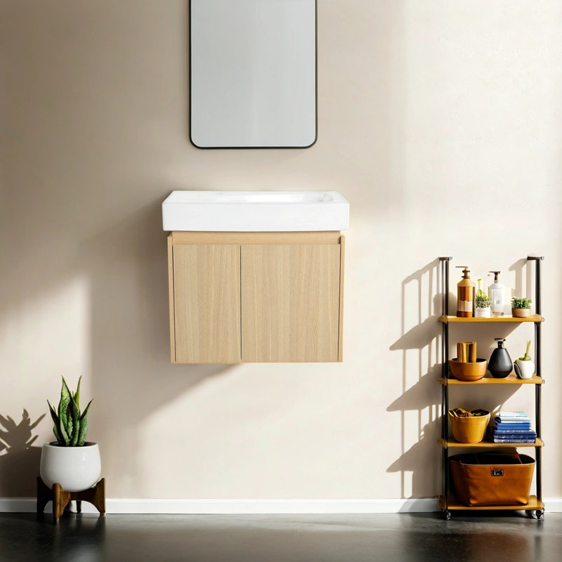 Meuble-lavabo avec plateau Yatin, Chêne
