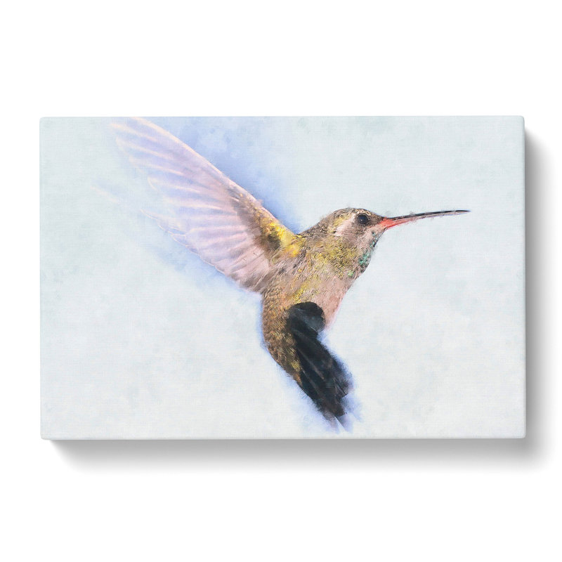 Flying Hummingbird Bird Painting - Wrapped Canvas, 40cm H x 60cm W x 3cm D