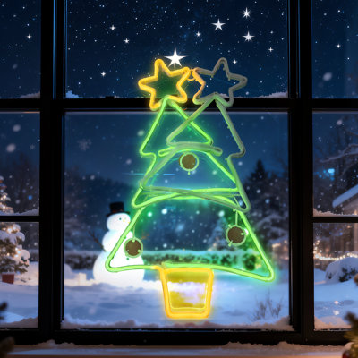 Décoration murale de Noël pour Noël 23 pouces verte et jaune avec minuterie et vitesse réglable
