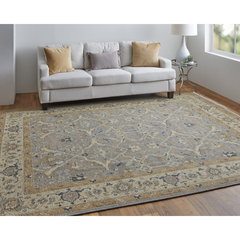 Corbitt Wool Oriental Area Rug in Gray, Rectangle 11'6" x 15'